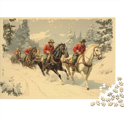 Horse-Drawn Sleighs Puzzle 1000 Teile Erwachsene Winter Chamonix Puzzles Für Erwachsene Lernspiel Herausforderungsspielzeug 1000-teilige Puzzles Für Erwachsene 1000pcs (75x50cm) von YTPONBCSTUG