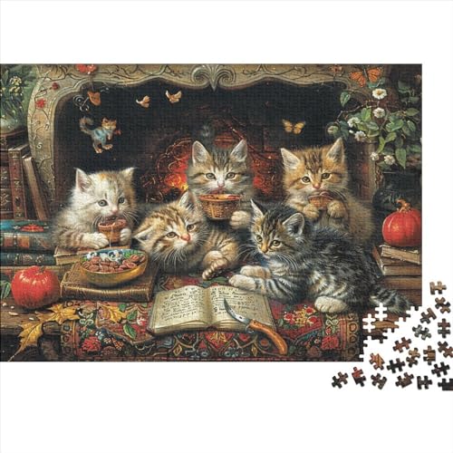 Katze 1000 Stück Puzzles Für Erwachsene Stress Abbauen Familien-Puzzlespiel 1000-teiliges Puzzle Tier Zeichentrickfilm Lernspiel Spielzeug Geschenk 1000pcs (75x50cm) von YTPONBCSTUG