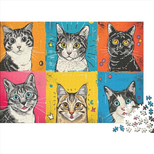 Katze 1000 Stück Puzzles Für Erwachsene-Tier Zeichentrickfilm Puzzles Für Erwachsene 1000 DIY Puzzle Spielzeug Für Dekorative Malerei 1000pcs (75x50cm) von YTPONBCSTUG