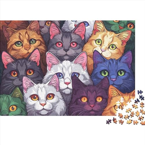 Katze 1000 Stück Puzzles Für Erwachsene-Tier Zeichentrickfilm Puzzles Für Erwachsene 1000 DIY Puzzle Spielzeug Für Dekorative Malerei 1000pcs (75x50cm) von YTPONBCSTUG