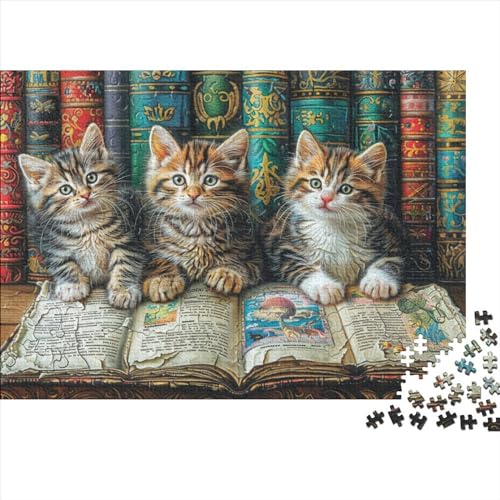 Katze 500 Stück Puzzles Für Erwachsene Stress Abbauen Familien-Puzzlespiel 500-teiliges Puzzle Tier Zeichentrickfilm Lernspiel Spielzeug Geschenk 500pcs (52x38cm) von YTPONBCSTUG