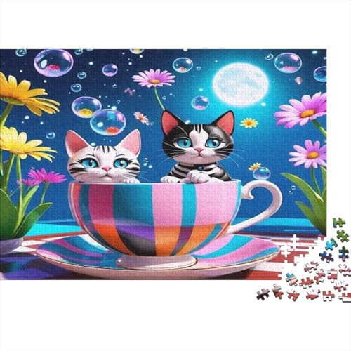 Katze Hölzerne Puzzles Wasserfest 500 Teile DIY-Cartoon Puzzle Für Erwachsene Unmöglich Puzzle Für Erwachsene Puzzle Zur Heimdekoration von YTPONBCSTUG