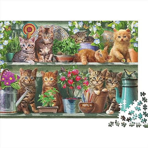 Katze Puzzle 300 Teile,Geschicklichkeitsspiel Für Die Ganze Familie,Tiere Puzzles 300 Teile,Farbenfrohes Holz Puzzle Für Erwachsene 300pcs (40x28cm) von YTPONBCSTUG