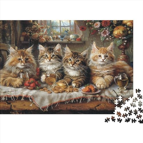 Katze Puzzles 500 Teile Für Erwachsene|Tier Zeichentrickfilm| 500 Teile Holzpuzzle Lernspiele Heimdekoration Puzzle 500pcs (52x38cm) von YTPONBCSTUG