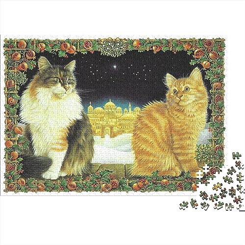 Katze Puzzles 500 Teile Für Erwachsene|Tiere| 500 Teile Holzpuzzle Lernspiele Heimdekoration Puzzle 500pcs (52x38cm) von YTPONBCSTUG