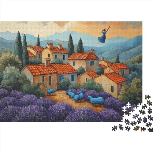 Lavender Fields Puzzles 1000 Teile Für Erwachsene|Provence Village| 1000 Teile Holzpuzzle Lernspiele Heimdekoration Puzzle 1000pcs (75x50cm) von YTPONBCSTUG