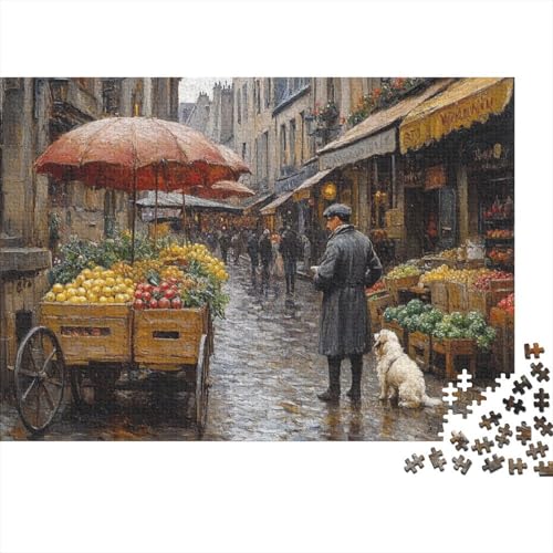 Market Day in Rouen Puzzle 1000 Teile,Geschicklichkeitsspiel Für Die Ganze Familie, Impressionist Puzzles 1000 Teile,Farbenfrohes Holz Puzzle Für Erwachsene 1000pcs (75x50cm) von YTPONBCSTUG