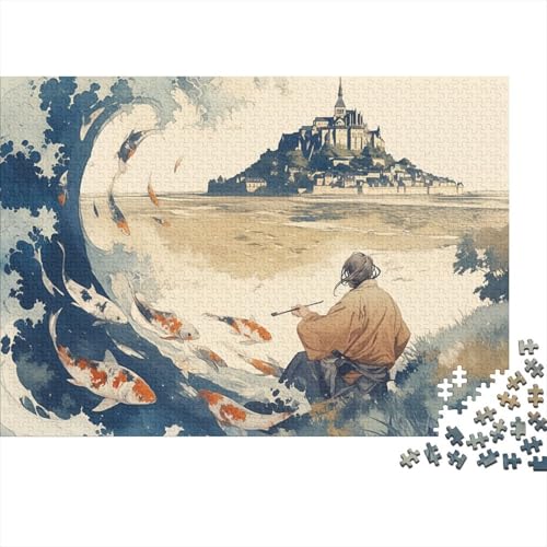 Mont Saint-Miche 1000 Stück Puzzles Für Erwachsene-Ukiyo-e Puzzles Für Erwachsene 1000 DIY Puzzle Spielzeug Für Dekorative Malerei 1000pcs (75x50cm) von YTPONBCSTUG