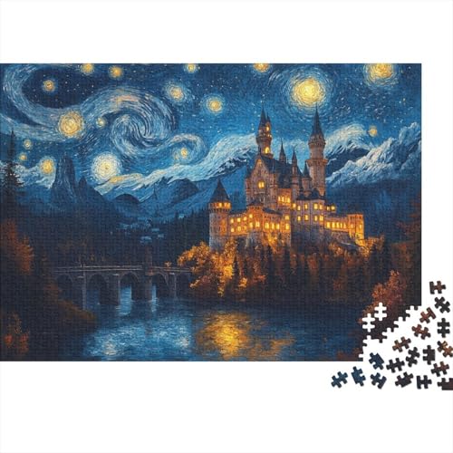 Neuschwanstein Castle Puzzles 1000 Teile Für Erwachsene|Starry Night Style| 1000 Teile Holzpuzzle Lernspiele Heimdekoration Puzzle 1000pcs (75x50cm) von YTPONBCSTUG