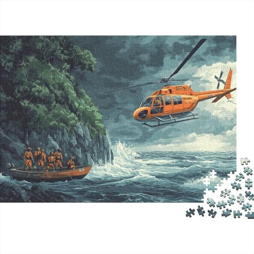 Orange Helicopter 1000 Stück Puzzles Für Erwachsene-Rescue Team Muster Puzzles Für Erwachsene 1000 DIY Puzzle Spielzeug 1000pcs (75x50cm) von YTPONBCSTUG