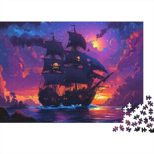 Pirate Ship 1000 Stück Puzzles Für Erwachsene-Pirate Punk Theme Muster Puzzles Für Erwachsene 1000 DIY Puzzle Spielzeug 1000pcs (75x50cm) von YTPONBCSTUG