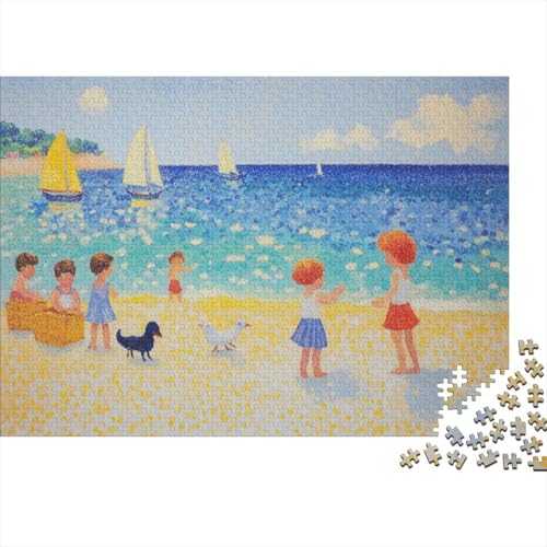 Pointillist Beach Scene at Nice 1000 Stück Puzzles Für Erwachsene- Puzzles Für Erwachsene 1000 DIY Puzzle Spielzeug Für Dekorative Malerei 1000pcs (75x50cm) von YTPONBCSTUG