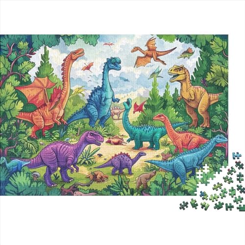 Puzzle 1000 Teile Dinosaurier Puzzle Für Erwachsene,Puzzle Mit Tier Zeichentrickfilm-Motiv,Kann Als Heimdekoration Verwendet Werden 1000pcs (75x50cm) von YTPONBCSTUG