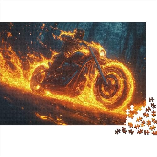 Puzzles Für Erwachsene, 1000 Teile Holzpuzzle -Ghost Rider,Flames Motorcycle Thema Puzzle Geschenk Wanddekoration 1000pcs (75x50cm) von YTPONBCSTUG