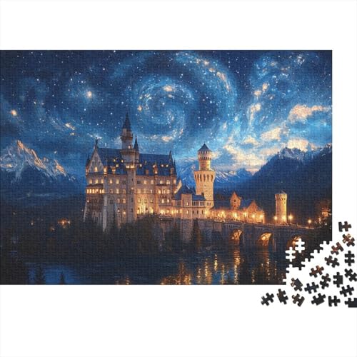 Puzzles Für Erwachsene, 1000 Teile Holzpuzzle -Neuschwanstein Castle,Starry Night Style Thema Puzzle Geschenk Wanddekoration 1000pcs (75x50cm) von YTPONBCSTUG