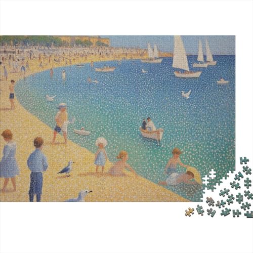 Puzzles Für Erwachsene, 1000 Teile Holzpuzzle -Pointillist Beach Scene at Nice, Thema Puzzle Geschenk Wanddekoration 1000pcs (75x50cm) von YTPONBCSTUG