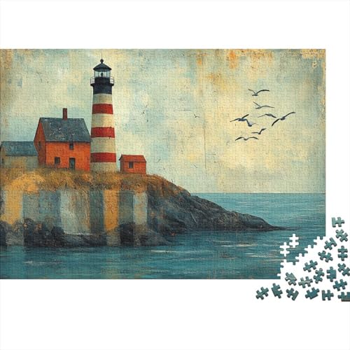 Puzzles Für Erwachsene, 1000 Teile Holzpuzzle -Striped Lighthouse,Normandy Coastal Village Thema Puzzle Geschenk Wanddekoration 1000pcs (75x50cm) von YTPONBCSTUG