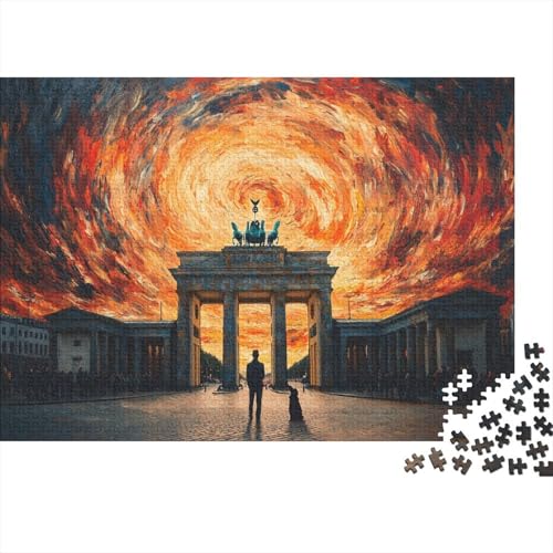 Puzzles Für Erwachsene, 1000 Teile Holzpuzzle -Swirling Sky,Brandenburg Gate Thema Puzzle Geschenk Wanddekoration 1000pcs (75x50cm) von YTPONBCSTUG