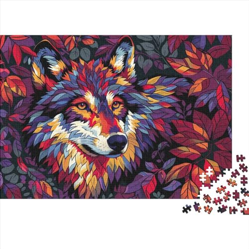 Puzzles Für Erwachsene，1000 Teile Holzpuzzle -Wolf,Tier Zeichentrickfilm Thema Puzzle Geschenk Wanddekoration 1000pcs (75x50cm) von YTPONBCSTUG