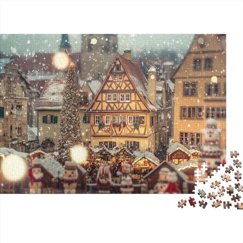 Rothenburg Christmas 1000 Stück Puzzles Für Erwachsene Stress Abbauen Familien-Puzzlespiel 1000-teiliges Puzzle Lernspiel Spielzeug Geschenk 1000pcs (75x50cm) von YTPONBCSTUG