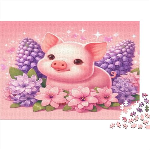 Schwein Hölzerne Puzzles Wasserfest 1000 Teile DIY-Cartoon Cute Puzzle Geschenke Für Erwachsene Bunt Puzzle Für Erwachsene Herausfordernde Puzzlespiele von YTPONBCSTUG