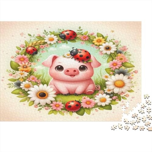 Schwein Hölzerne Puzzles Wasserfest 1000 Teile DIY-Cartoon Cute Puzzle Geschenke Für Erwachsene Bunt Puzzle Für Erwachsene Lernspiele von YTPONBCSTUG