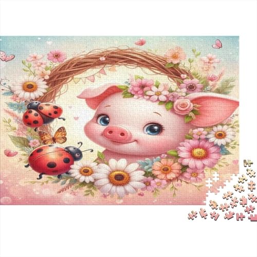 Schwein Hölzerne Puzzles Wasserfest 1000 Teile DIY-Cartoon Cute Puzzle Geschenke Für Erwachsene Herausfordernd Und Knifflig Puzzle Für Erwachsene Lernspiele von YTPONBCSTUG