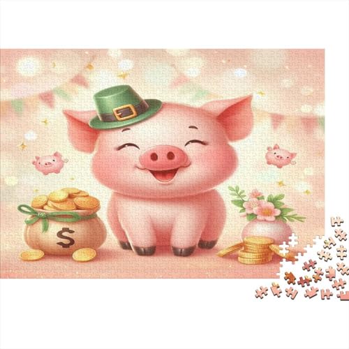 Schwein Hölzerne Puzzles Wasserfest 1000 Teile DIY-Cartoon Cute Puzzle Geschenke Für Erwachsene Unmöglich Puzzle Für Erwachsene Herausfordernde Puzzlespiele von YTPONBCSTUG