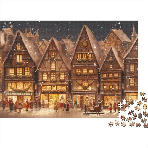 Sled Dog Puzzle 1000 Teile,Geschicklichkeitsspiel Für Die Ganze Familie, Christmas Market in Alsace Puzzles 1000 Teile,Farbenfrohes Holz Puzzle Für Erwachsene 1000pcs (75x50cm) von YTPONBCSTUG