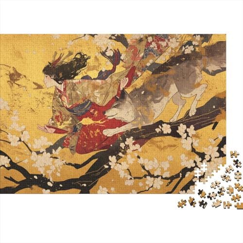 Spring Cherry Blossoms Puzzle 1000 Teile,Geschicklichkeitsspiel Für Die Ganze Familie, Japanese Rinpa Style Puzzles 1000 Teile,Farbenfrohes Holz Puzzle Für Erwachsene 1000pcs (75x50cm) von YTPONBCSTUG