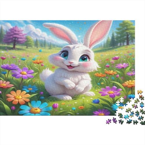 Weißes Kaninchen Hölzerne Puzzles Wasserfest 1000 Teile DIY-Cartoon Cute Puzzle Für Erwachsene Unmöglich Puzzle Für Erwachsene Lernspiele von YTPONBCSTUG