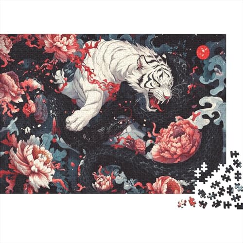 White Tiger 1000 Stück Puzzles Für Erwachsene-Black Snake Puzzles Für Erwachsene 1000 DIY Puzzle Spielzeug Für Dekorative Malerei 1000pcs (75x50cm) von YTPONBCSTUG