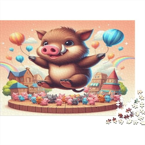 Wildschwein Hölzerne Puzzles Wasserfest 1000-teiliges Cartoon Cute Puzzle Für Erwachsene Unmöglich Puzzle Für Erwachsene Herausfordernde Puzzlespiele von YTPONBCSTUG