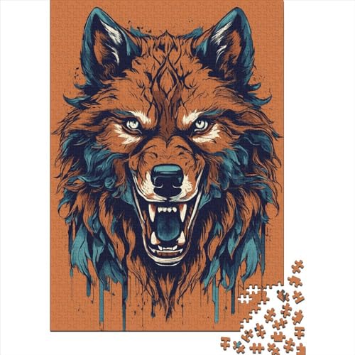 Wolf 300 Stück Puzzles Für Erwachsene Stress Abbauen Familien-Puzzlespiel 300-teiliges Puzzle Tier Wildtiere Lernspiel Spielzeug Geschenk 300pcs (40x28cm) von YTPONBCSTUG