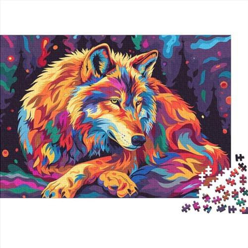 Wolf Puzzle,500 Teile Puzzle Tier Zeichentrickfilm,Erwachsene Puzzlespiel,Weihnachts-/Neujahrsgeschenk,Puzzle-Spielzeug Für Dekorative Malerei 500pcs (52x38cm) von YTPONBCSTUG