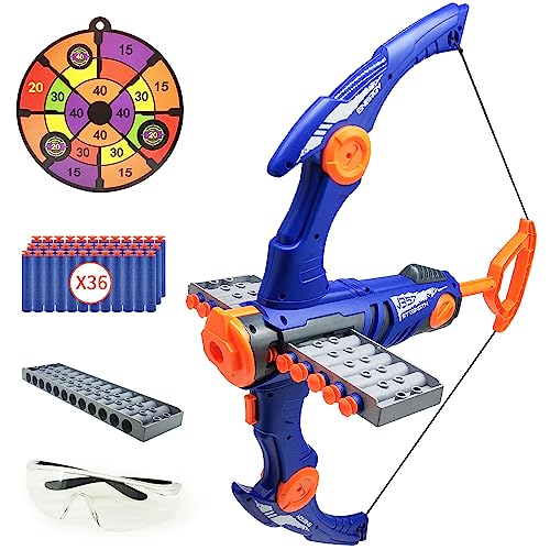 YTSWELE Pfeil und Bogen Set für Kinder kompatibel mit Nerf Gun Kugeln, 12-Dart Clip Shot Schaumstoffkugel Spielzeug Bogenschießen Set mit 36 Schaumstoffpfeilen für Jungen und Mädchen Kinder Geschenke von YTSWELE