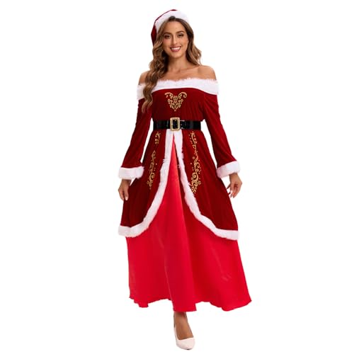 YTWS Rotes Deluxe-Weihnachtsmann-Kostüm, Weihnachtsmann-Outfit mit Hut für Party von YTWS