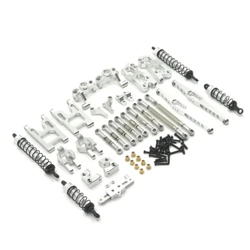 YTrBXZ 1/12 RC Auto Metall Upgrade Teile Kompatibel Mit 12427 12428 12423 FY-03 Lenkung Tasse Schwinge Körper Stange Stoßdämpfer Zubehör(Silver) von YTrBXZ