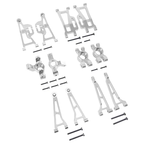 YTrBXZ 1/14 RC Car Upgrade-Teile, kompatibel mit 14210-09 H14BM, Metall-Lenkschale vorne, hinten, Oben, unten, Aufhängungsarme, Hinterradnaben, kompatibles Zubehör(Silver) von YTrBXZ