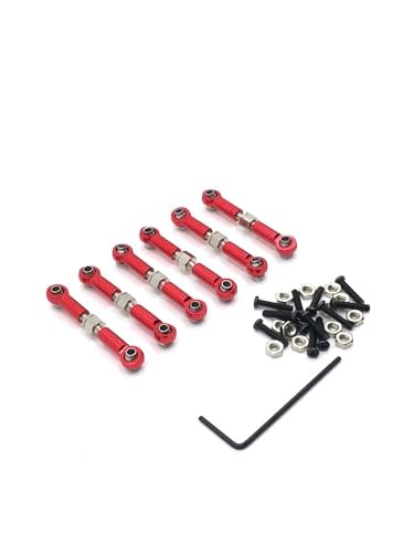 YTrBXZ 1/18 RC Auto Upgrade Metall Servo Link Spurstange und Zugstange kompatibel mit 184011 A949 A959 A969 A979 K929 und ähnlichen Modellen(RED) von YTrBXZ