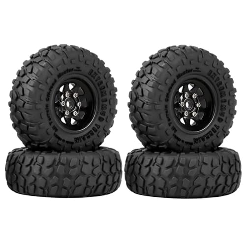 YTrBXZ 4 stücke 50mm Deep Dish Beadlock Rad Reifen Set Für 1/18 1/24 RC Crawler Autos Kompatibel Mit SCX24 AX24 Upgrade Teile(Black) von YTrBXZ