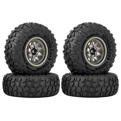 YTrBXZ 4 stücke 50mm Deep Dish Beadlock Rad Reifen Set Für 1/18 1/24 RC Crawler Autos Kompatibel Mit SCX24 AX24 Upgrade Teile(Grey) von YTrBXZ