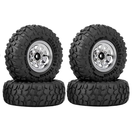 YTrBXZ 4 stücke 50mm Deep Dish Beadlock Rad Reifen Set Für 1/18 1/24 RC Crawler Autos Kompatibel Mit SCX24 AX24 Upgrade Teile(Silver) von YTrBXZ