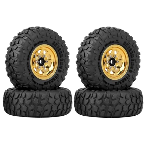 YTrBXZ 4 stücke 50mm Deep Dish Beadlock Rad Reifen Set Für 1/18 1/24 RC Crawler Autos Kompatibel Mit SCX24 AX24 Upgrade Teile(Yellow) von YTrBXZ