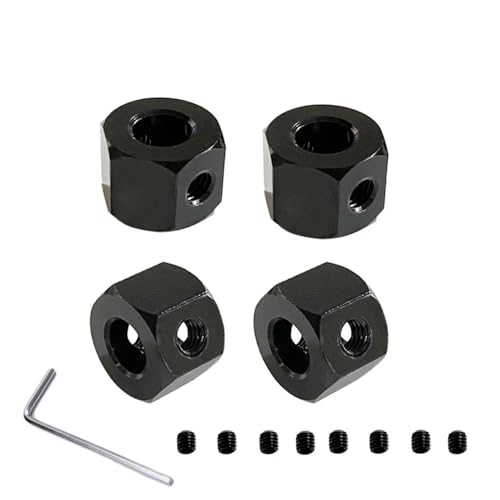 YTrBXZ 4PCS Metall Hex Adapter 5mm bis 12mm Radnabe kompatibel mit D12 C14 C24 B14 B16 MN D91 RC Auto Upgrade Teile(Black) von YTrBXZ