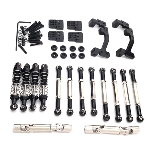 YTrBXZ C14 C24 1/16 RC Auto Metall Upgrade Teile Kompatible Spurstangen Antriebswellen Stoßdämpfer Zubehör(Black) von YTrBXZ