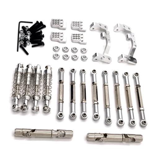 YTrBXZ C14 C24 1/16 RC Auto Metall Upgrade Teile Kompatible Spurstangen Antriebswellen Stoßdämpfer Zubehör(Silver) von YTrBXZ