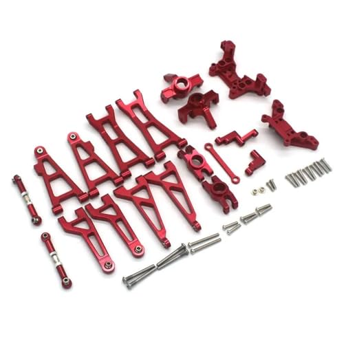 YTrBXZ H16V3 16BM 1/16 RC Auto Metall Lenkung Tasse Vorne Hinten Oberen Unteren Arm Hinterrad Sitz Kompatibel Mit Ähnlichem Zubehör(RED) von YTrBXZ