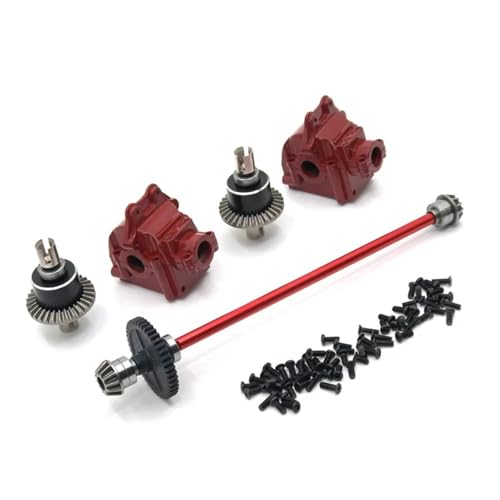 YTrBXZ Kompatibles Metall-Mittelantriebswellen-Getriebe-Differential-Kit für Modell 144010 144001 144002. Geeignete Teile(RED) von YTrBXZ