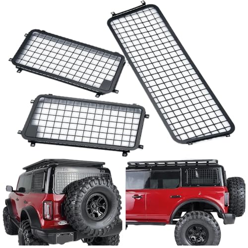 YTrBXZ Metall-Fenstergitter-Schutznetz, kompatibel mit Bronco 1/10 RC Rock Crawler Car, 3-teiliges Upgrade-Zubehör von YTrBXZ